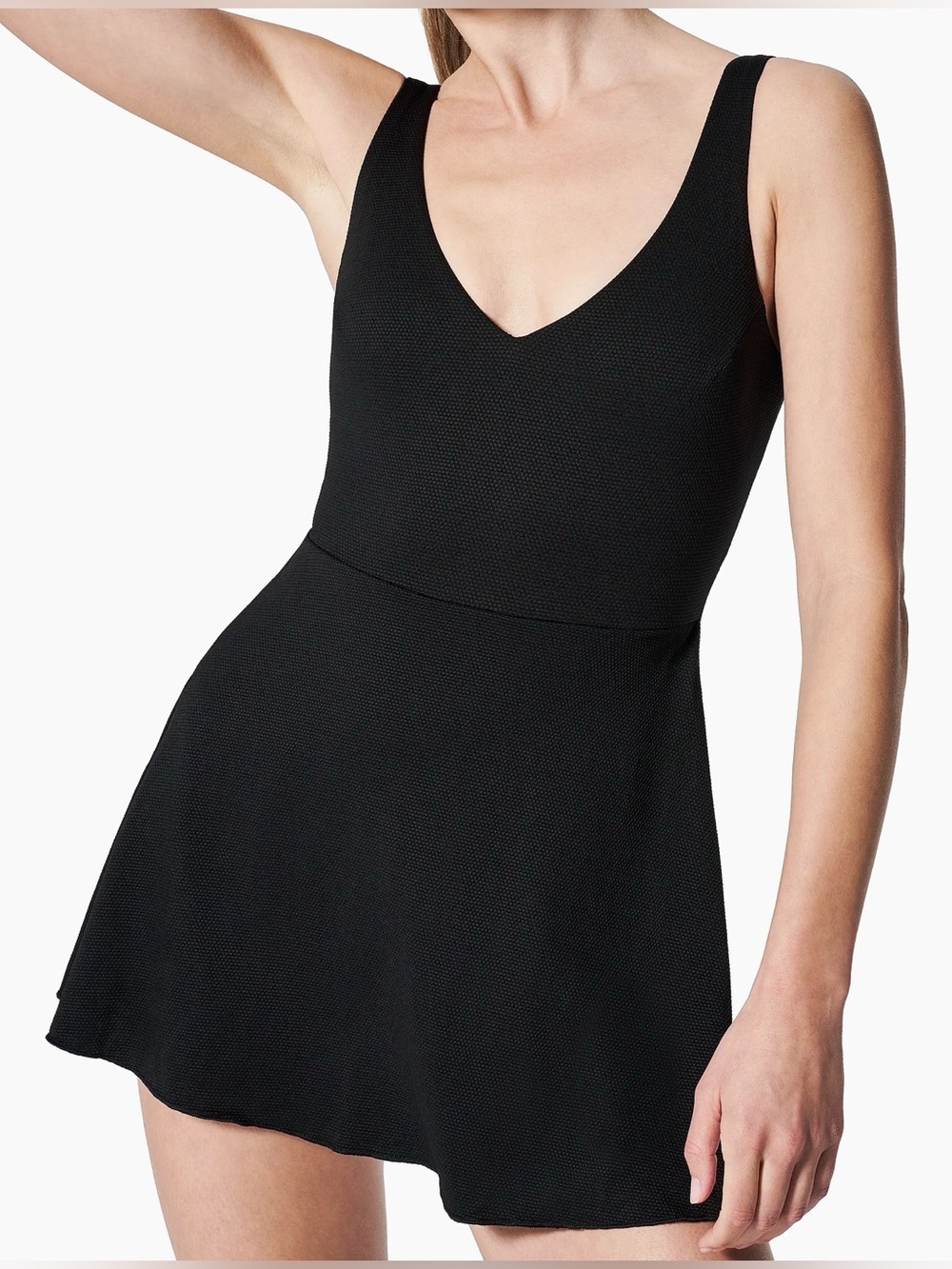 SPANX Pique Shaping Swim Dress Very Black Size XL NWT